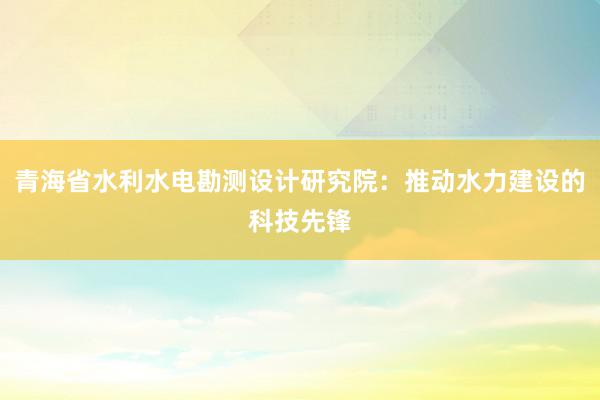 青海省水利水电勘测设计研究院：推动水力建设的科技先锋